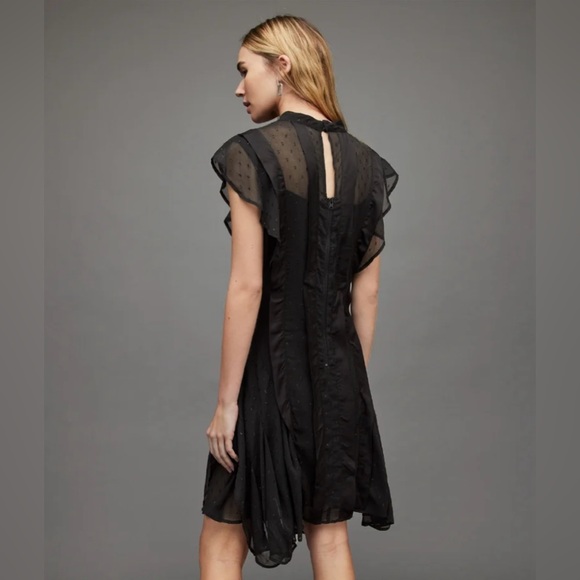 ALLSAINTS Fleur Shimmer Mini Dress - Black (UK16/ US12) - Picture 3 of 6